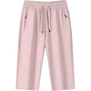 Stretch Capri Pants for Women Over 50 Quick Dry Lightweight Casual Summer Travel Sport Ice Silk Capris Pants in Kuwait