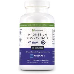 Magnesium Bisglycinate Chelate 200mg Elemental per Serving – Albion® TRAACS® Unbuffered Formula – Gentle on Stomach, High Absorption – 120 Capsules – Rational Nutrition in Saudi Arabia
