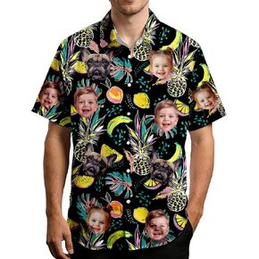 Face Hawaiian Shirt Personalized W/Photos Pictures, Custom Floral Tropical Button Down Shirts for Men Women in Saudi Arabia