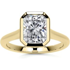 1-4 CT Moissanite Engagement Ring, Bezel-Set Solitaire Diamond Anniversary Ring in 925 Sterling Silver or 10K / 14K / 18K Solid Gold XRF Report Card With Gold Purity XRF Report Card , Christmas Gift For Women in Saudi Arabia