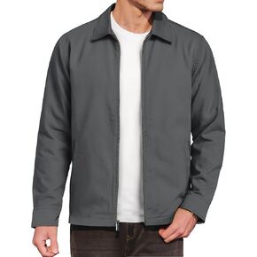 Cotrasen Men's Lightweight Jackets Cotton Windbreaker Jacket Casual Coat Laydown Collar Full Zip Up with 3 Pockets in Saudi Arabia