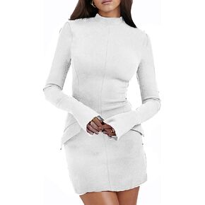 GORIFE Fashion Package Hip Dress for Women Elegant Wrap Slim Dress Sexy Long Sleeved Solid Color Dress in Saudi Arabia