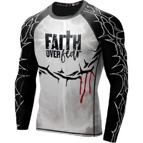 Compression Shirt Men 4-Way Stretch Long Sleeve MMA Jiu Jitsu Rash Guard with UPF 50+ Long Sleeve in Saudi Arabia