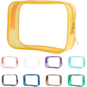 Buminee Clear Pouch Small, 6.6"x2.3"x4.7" Size TSA Approved Toiletry Bag, Travel Bags for Toiletries, Cosmetic Bag for Women and Men - 1 Pack Pink in Saudi Arabia