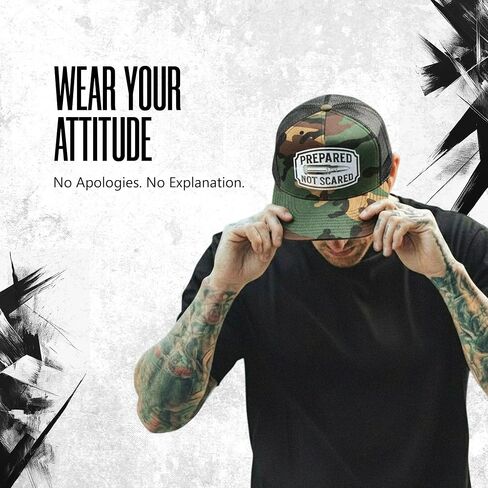 The Drive Clothing "Prepared Hat for Men & Women | Funny Offensive Fitted Baseball Cap | Structured Streetwear Trucker Hat | Bold Statement Urban Casual Headwear | Green Camo in Saudi Arabia
