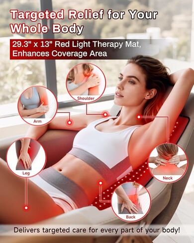 Red Light Therapy Mat 29.3" x 13", 330 LEDs Medical-Grade TPU Red Light Therapy Pad, 660nm&850nm Infrared Light Therapy for Body Pain Relief (Black) in Saudi Arabia