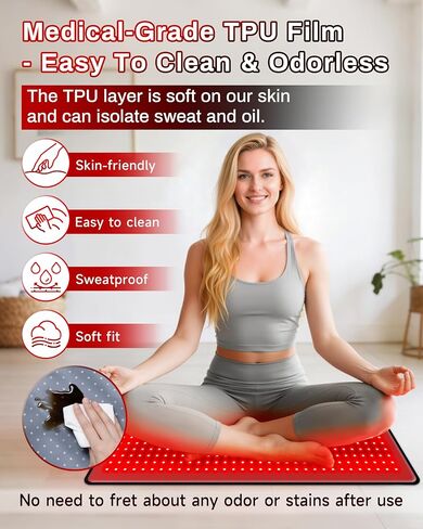 Red Light Therapy Mat 29.3" x 13", 330 LEDs Medical-Grade TPU Red Light Therapy Pad, 660nm&850nm Infrared Light Therapy for Body Pain Relief (Black) in Saudi Arabia