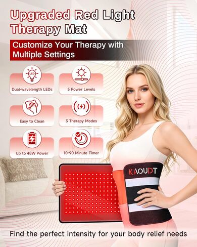 Red Light Therapy Mat 29.3" x 13", 330 LEDs Medical-Grade TPU Red Light Therapy Pad, 660nm&850nm Infrared Light Therapy for Body Pain Relief (Black) in Saudi Arabia