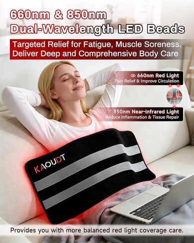 Red Light Therapy Mat 29.3" x 13", 330 LEDs Medical-Grade TPU Red Light Therapy Pad, 660nm&850nm Infrared Light Therapy for Body Pain Relief (Black) in Saudi Arabia