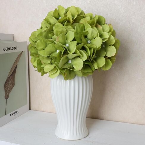 64 PCS Hydrangea Artificial Flowers - Faux Hydrangeas Full Realistic Silk Flowers Heads with Stems for Wedding Centerpiece Home Garden Baby Shower Party Decoration (Green) in Saudi Arabia