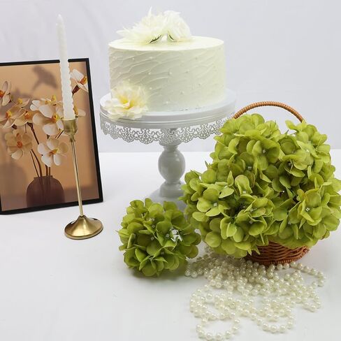 64 PCS Hydrangea Artificial Flowers - Faux Hydrangeas Full Realistic Silk Flowers Heads with Stems for Wedding Centerpiece Home Garden Baby Shower Party Decoration (Green) in Saudi Arabia