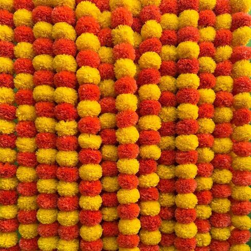 DIYANA IMPEX Marigold Garland for Decoration, 5 Pieces, 5 Feet, Diwali Decoartions for Home, Indian Décor, Wedding, Christmas, Dia de Los Muertos, Cempasuchil Flowers (5, Orange and Yellow) in Saudi Arabia