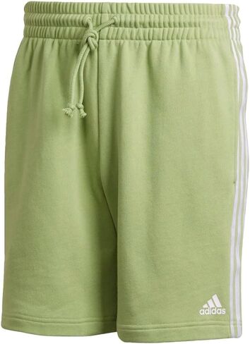adidas Mens Training Grow Positivity Cotton 3-Stripes Shorts, Magic Lime/White, Large in Kuwait