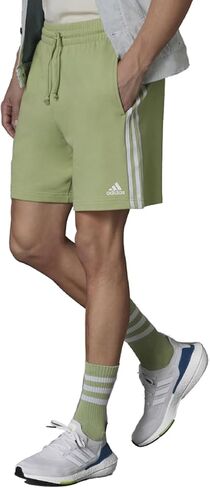 adidas Mens Training Grow Positivity Cotton 3-Stripes Shorts, Magic Lime/White, Large in Kuwait