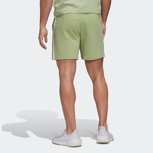 adidas Mens Training Grow Positivity Cotton 3-Stripes Shorts, Magic Lime/White, Large in Kuwait