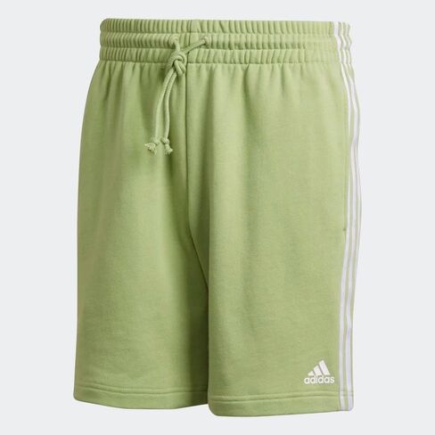 adidas Mens Training Grow Positivity Cotton 3-Stripes Shorts, Magic Lime/White, Large in Kuwait