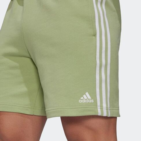 adidas Mens Training Grow Positivity Cotton 3-Stripes Shorts, Magic Lime/White, Large in Kuwait