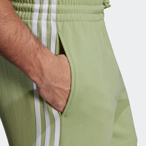 adidas Mens Training Grow Positivity Cotton 3-Stripes Shorts, Magic Lime/White, Large in Kuwait