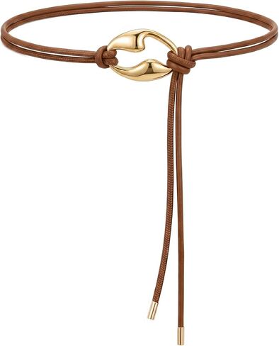 LIMHOO Women's Knotted Skinny Waist Belt PU Leather Double Rope Thin Belts with Alloy Ring Buckle for Dresses in Saudi Arabia