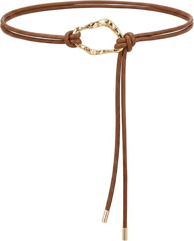 LIMHOO Women's Knotted Skinny Waist Belt PU Leather Double Rope Thin Belts with Alloy Ring Buckle for Dresses in Saudi Arabia