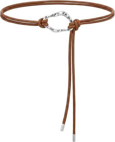 LIMHOO Women's Knotted Skinny Waist Belt PU Leather Double Rope Thin Belts with Alloy Ring Buckle for Dresses in Saudi Arabia
