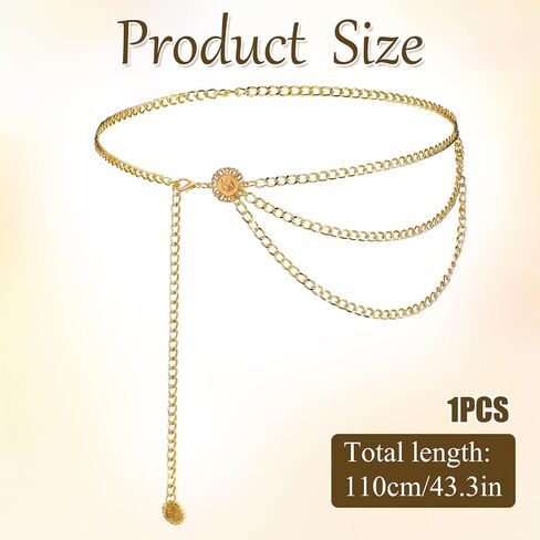 Gold Chain Belt for Women, Adjustable Multilayer Belt Chains, Fashion Metal Waist Chain for Dresses, Jeans, Pants and Trousers in Saudi Arabia