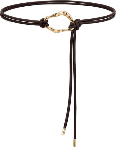 LIMHOO Women's Knotted Skinny Waist Belt PU Leather Double Rope Thin Belts with Alloy Ring Buckle for Dresses in Saudi Arabia