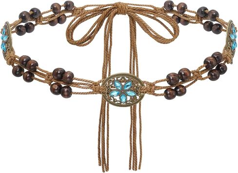 Women's Bohemian Rope Braid Belt Adjustable Tied Waist Belts for Dress (Oval) in Saudi Arabia
