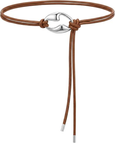 LIMHOO Women's Knotted Skinny Waist Belt PU Leather Double Rope Thin Belts with Alloy Ring Buckle for Dresses in Saudi Arabia