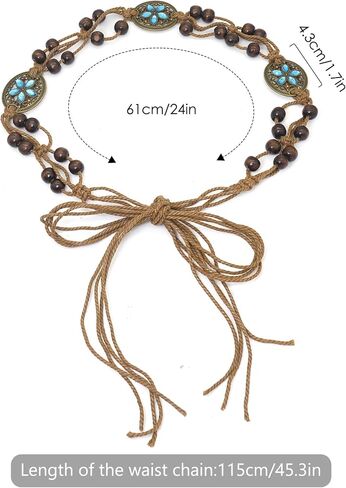 Women's Bohemian Rope Braid Belt Adjustable Tied Waist Belts for Dress (Oval) in Saudi Arabia