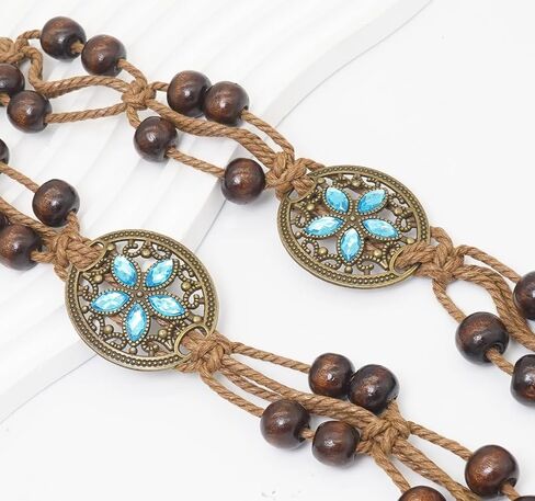 Women's Bohemian Rope Braid Belt Adjustable Tied Waist Belts for Dress (Oval) in Saudi Arabia