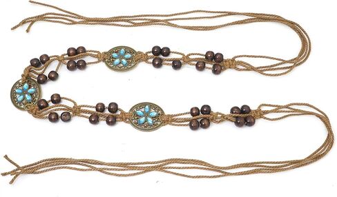 Women's Bohemian Rope Braid Belt Adjustable Tied Waist Belts for Dress (Oval) in Saudi Arabia