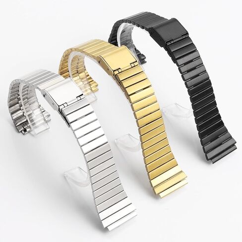 18 مللي متر حزام ساعة من الفولاذ المقاوم للصدأ لـ Casio AE1200 1300 A159/A158/A105/A168/A169 AE1200/1300/AE500W أشرطة معدنية صغيرة مربعة الشكل in Kuwait