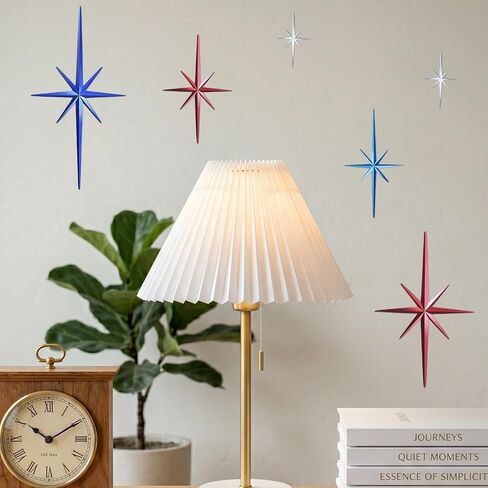 Merriva 6 Pack Patriotic Metal Starburst Wall Decor, Red White Blue Mid Century Modern Star Wall Art for 4th of July Independence Day, Retro Atomic Metal Sculptures for Home Living Room Bedroom Decor in Saudi Arabia