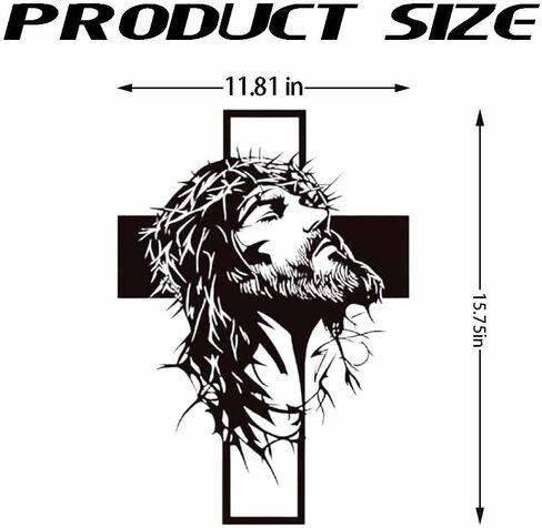 Metal Jesus and Cross Wall Art, Christian Jesus Cross Art Decor for Wall, Crown of Thorns Jesus Metal Walls Decoration Flat Rustic Black Iron Sign Frame for Restaurant Church, Bedroom, Living(40CM/15.74IN) in Saudi Arabia