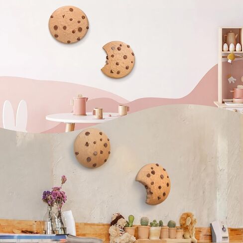 Novabright 2 Pcs 7 Inch Chocolate Chip Cookie Wall Art 3D Printed Decor Cute Cookie Realistic Food 3D Wall Art for Kitchen Playroom Apartment Coffee Shop Fun Decoration Home Decor Gift in Kuwait