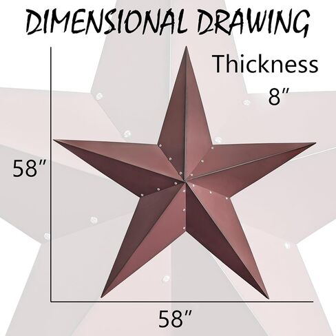 JoyEvy 58" Large Barn Star Wall Decor,Metal Red Stars Rustic Vintage Western Country Farmhouse Home Indoor or Outdoor Wall Decoration,Texas Stars for House Art Décor in Saudi Arabia