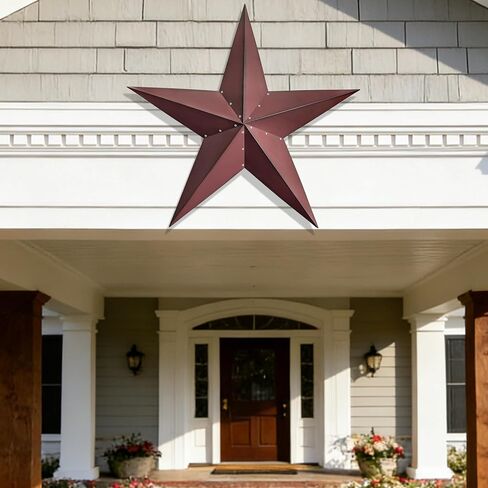 JoyEvy 58" Large Barn Star Wall Decor,Metal Red Stars Rustic Vintage Western Country Farmhouse Home Indoor or Outdoor Wall Decoration,Texas Stars for House Art Décor in Saudi Arabia