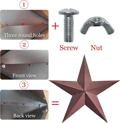 JoyEvy 58" Large Barn Star Wall Decor,Metal Red Stars Rustic Vintage Western Country Farmhouse Home Indoor or Outdoor Wall Decoration,Texas Stars for House Art Décor in Saudi Arabia