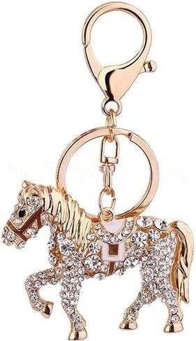 WenTigDY Horse Bag Pendant, Purse Charms,1.81×2.24 in Horse Charm, Gold Rhinestone Keychain, Cute Horse Purse Key Ring Chain Sparkling Crystal Charming for Lady Girlfriend in Saudi Arabia