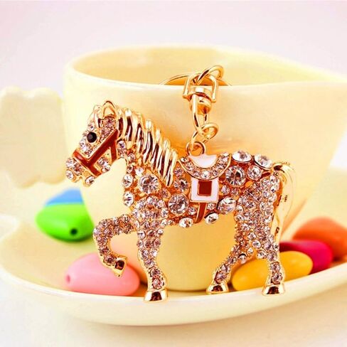 WenTigDY Horse Bag Pendant, Purse Charms,1.81×2.24 in Horse Charm, Gold Rhinestone Keychain, Cute Horse Purse Key Ring Chain Sparkling Crystal Charming for Lady Girlfriend in Saudi Arabia