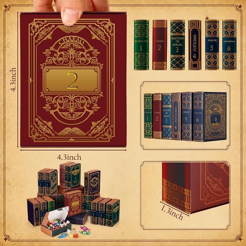 24 قطعة من صناديق هدايا الكتب العتيقة من Fullhawl، ديكورات حفلات المعالج السحري، مشهد المكتبة السحرية، حقائب المكافآت السحرية الورقية، أكياس الحلوى الورقية، هدايا حفلات أعياد الميلاد، لوازم هدايا ديكور عيد الميلاد in Kuwait