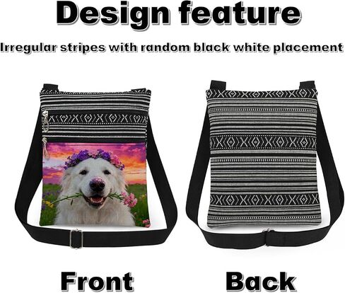Pyrenees Mountain Dog with Floral Print Messenger Bag Outdoor Daily Use Great Pyrenees Purse Adjustable Strap Crossbody Bag Birthday Present for Dog Lovers Friend Sister in Kuwait