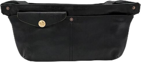 Leather Crossbody Handbag with Gold Accent Premium Leather Belt Bag - Stylish Hands-Free Fanny Pack for Everyday Adventures (Black) in Kuwait