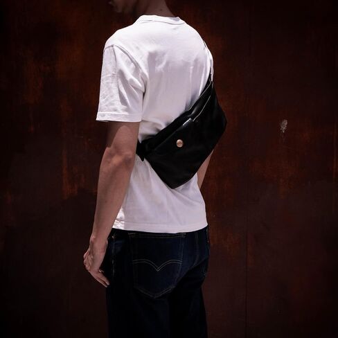 Leather Crossbody Handbag with Gold Accent Premium Leather Belt Bag - Stylish Hands-Free Fanny Pack for Everyday Adventures (Black) in Kuwait