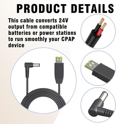 24V DC Power Cord for ResMed AirSense 11 AirMini CPAP Machines Compatible with MAXOAK K5 K6 Medistrom Pilot-24 Lite in Kuwait