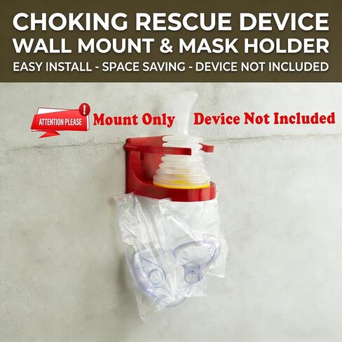 Wall Mount for LifeVac Anti Choking Device & Mask | Quick-Release Choking Rescue Organizer, Easy Installation, Space-Saving Emergency Wall Mount for All Ages (Device Not Included) (Red, Standard size) in Saudi Arabia