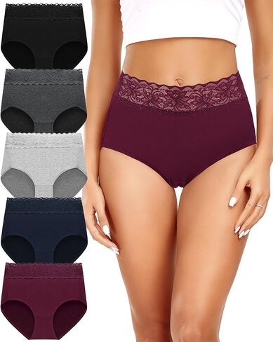 Altheanray Womens Underwear Cotton Panties for Women High Waisted Lace Ladies Briefs Hipster Breathable Soft Bikini Panty in Saudi Arabia