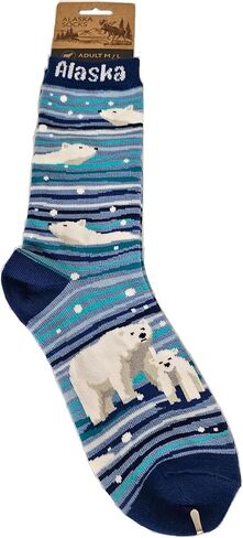 Alaska Novelty Swimming Polar Bears Socks Ladies 8-11 in Saudi Arabia