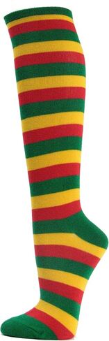 COUVER Rasta Color (Green Yellow Red) Striped Knee High Fashion Casual Socks, 1 Pair in Kuwait
